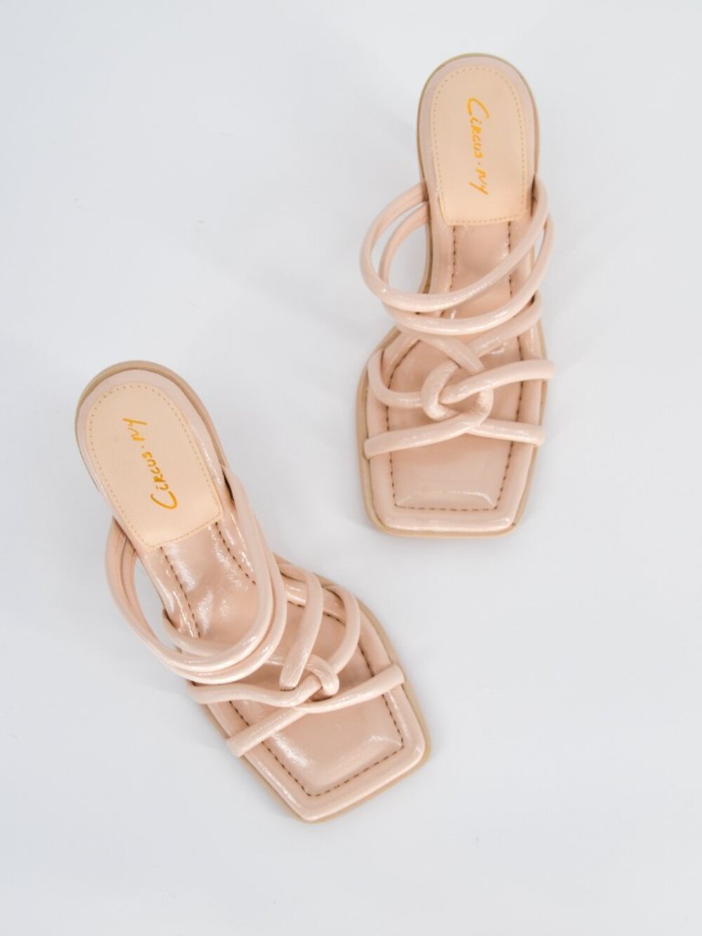 Sam Edelman Circus Savanna Sandals Size 6.5 Ivory Flared Heel Strappy Square Toe